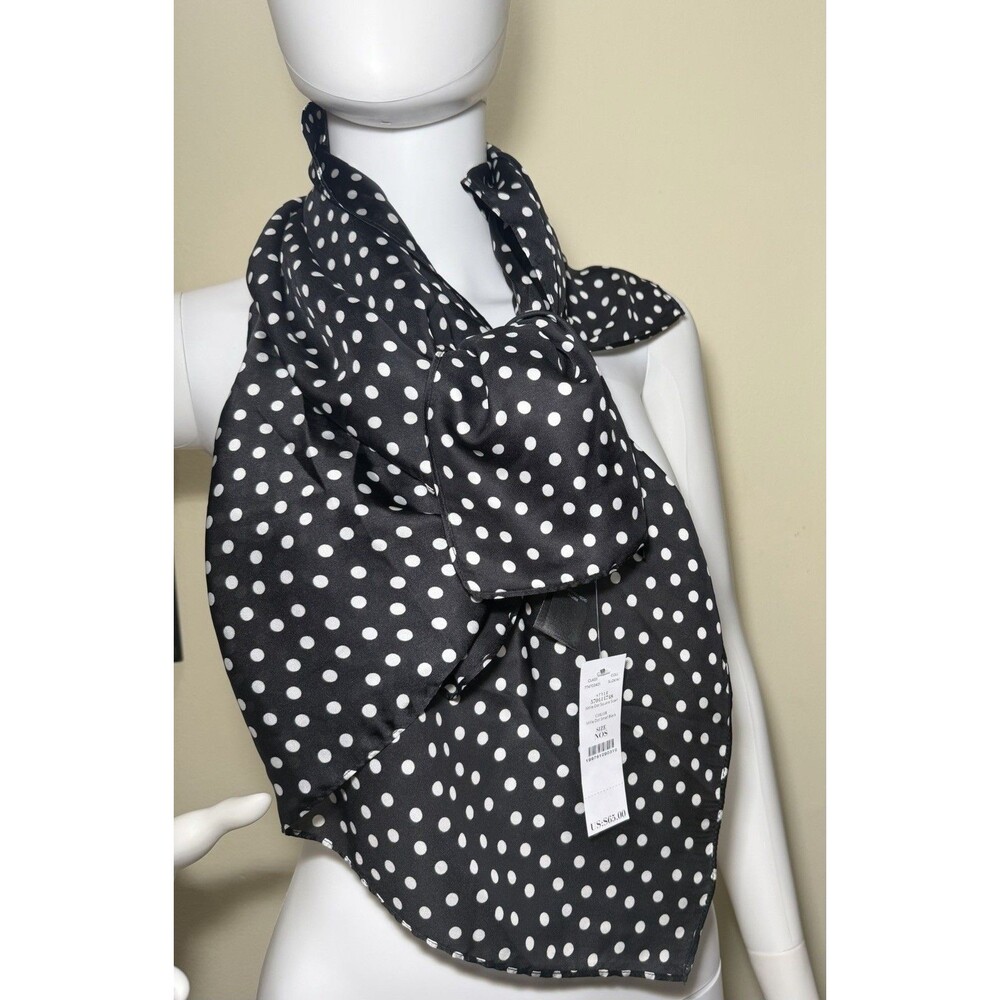 WHBM Millie Dot Square Scarf Black White Polka Dot NWT $65